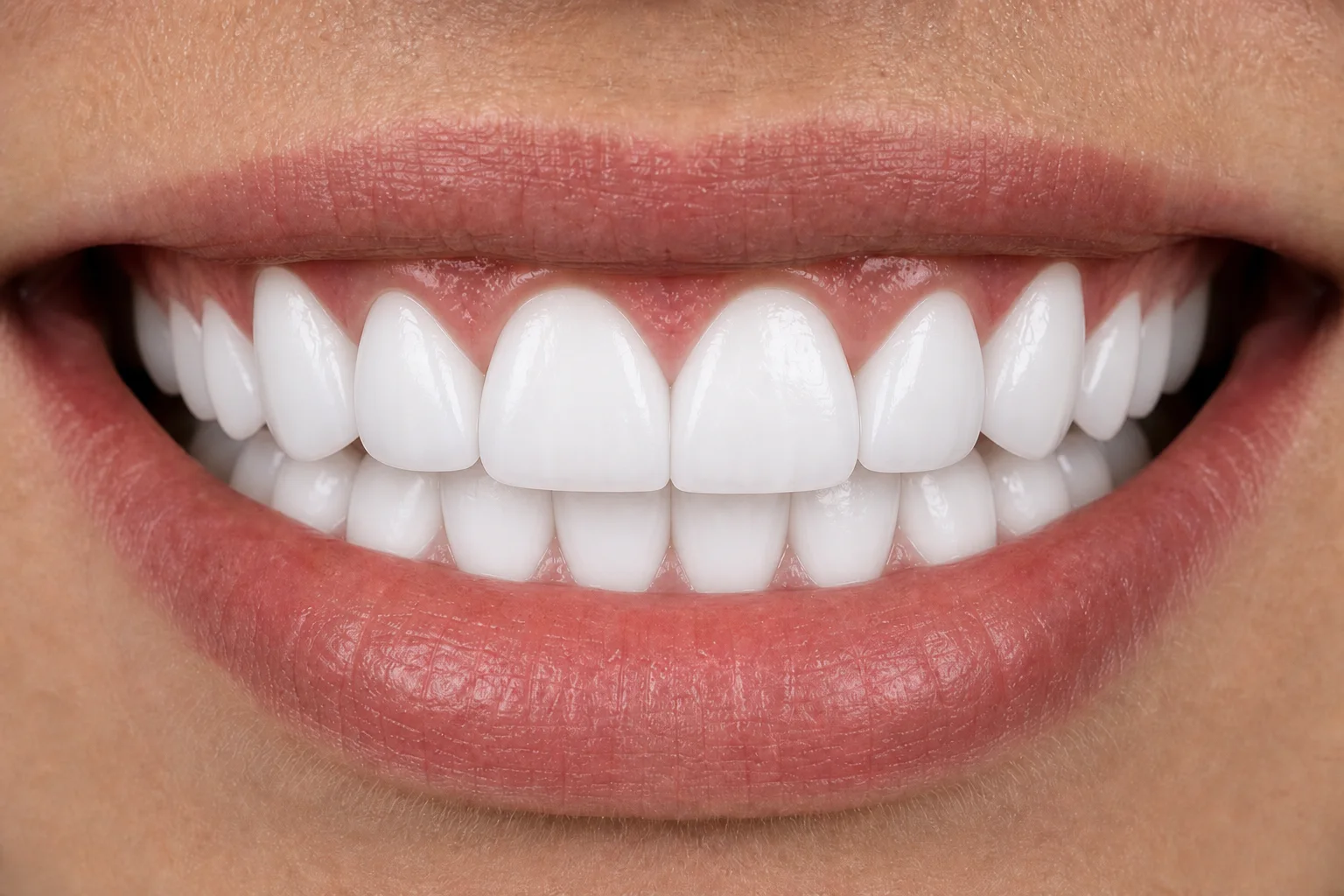 Sorriso depois do tratamento: dentes alinhados e brancos